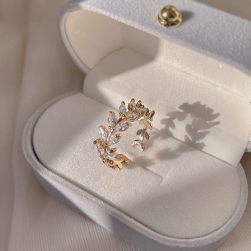 Nhẫn Hở Hai Lớp Hình Bướm Đính Đá zircon Đơn Giản Cá Tính Cho Nữ
