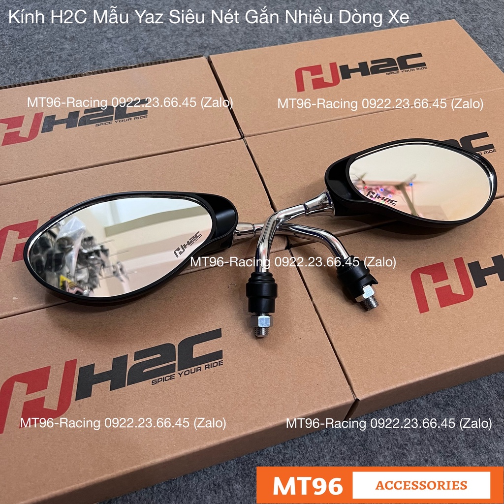 Kính (Gương) Chiếu Hậu H2C Mẫu Yaz Chân Inox Gắn Nhiều Dòng Xe