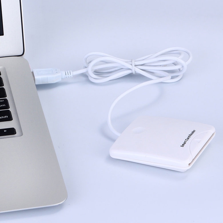 Thiết bị đọc thẻ IC thông minh PK USB màu trắng bằng ABS với khe SIM