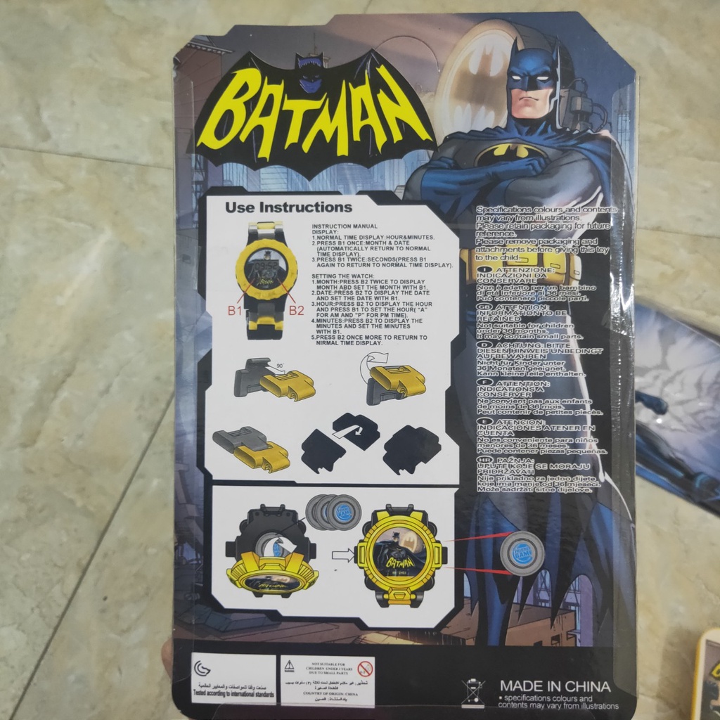 Bộ đồ chơi Điện thoại chạy pin có chuông kèm Đồng hồ Siêu nhân anh hùng BatMan hoặc SpiderMan