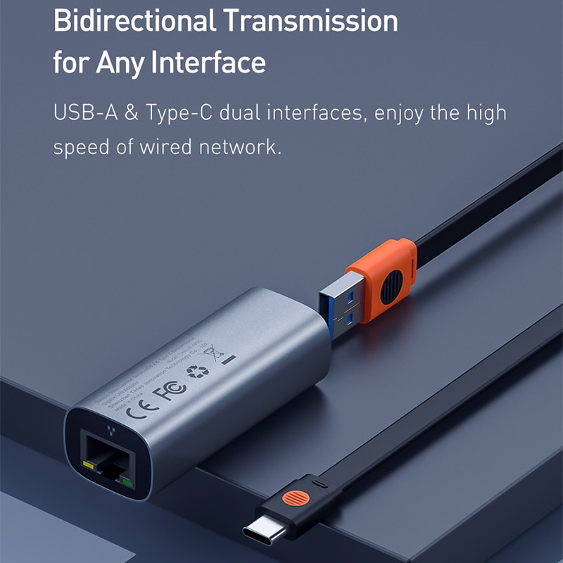 Đầu điều hợp ethernet Baseus cổng USB/Type C sang RJ45 1000Mbps cho MacBook Pro Mi Box 3