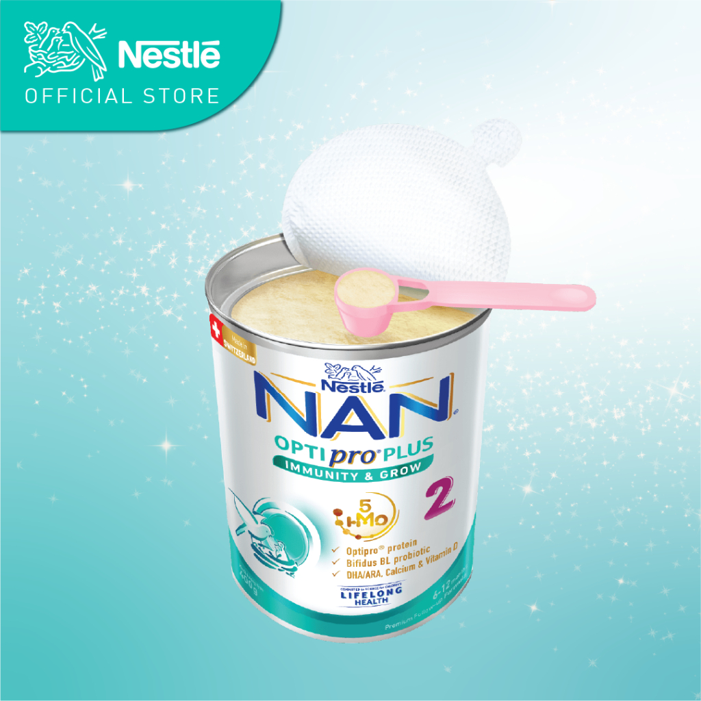 Sữa Bột Nestlé NAN OPTIPRO PLUS 2 400g/lon với 5HMO Sản Xuất Tại Thụy Sĩ