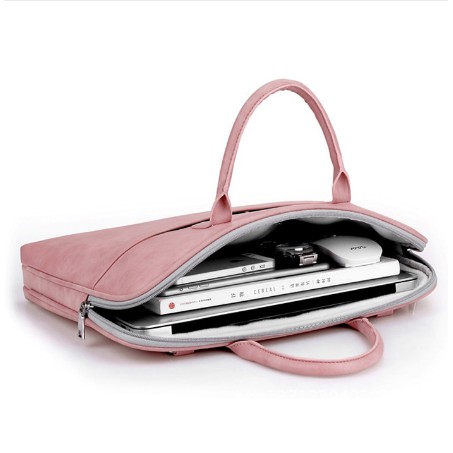 Túi laptop, MacBook J.QMEI thời trang da PU cao cấp có dây đeo - tặng bàn di chuột