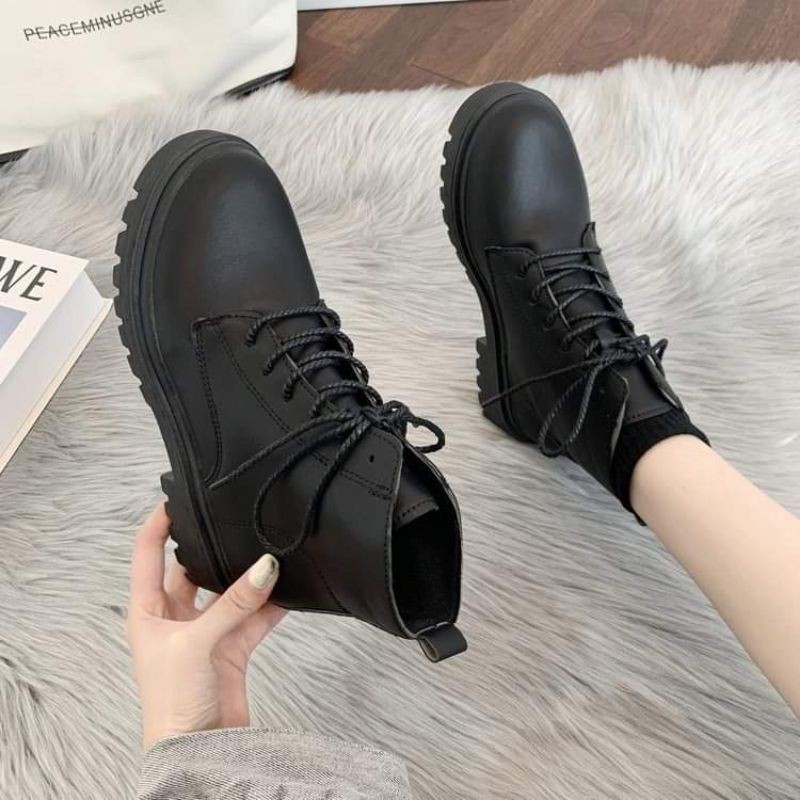 [ORDER] Giày boots nữ buộc dây màu đen đế bằng phong cách thời trang trẻ trung năng động🍬🍭