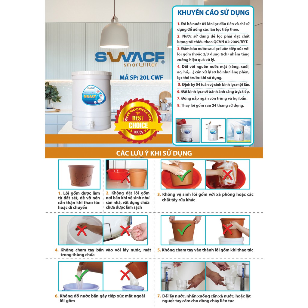 Bình lọc nước 20L Swacf bằng gốm lọc sạch 99,99% dễ sử dụng tiết kiệm chi phí dễ dàng vệ sinh tiện lợi cho mọi gia đình | BigBuy360 - bigbuy360.vn