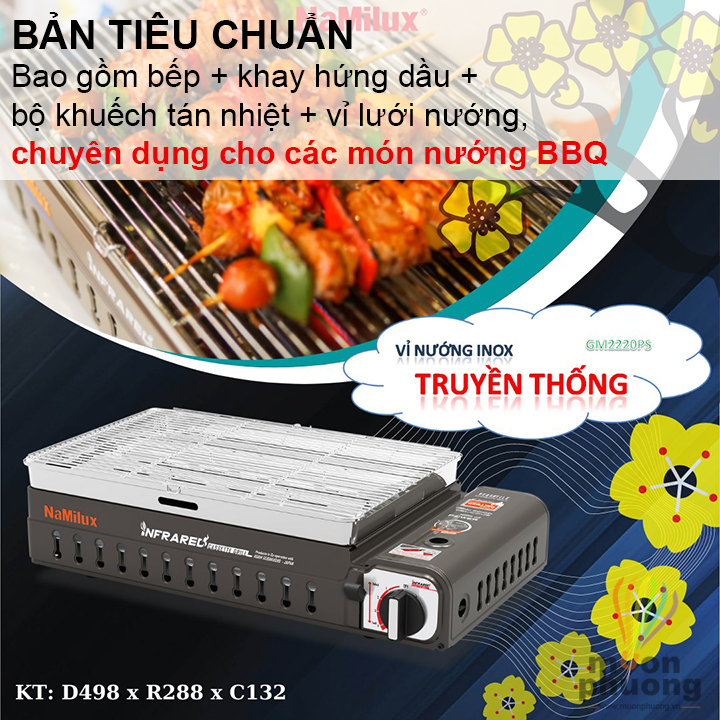 Bếp nướng gas Namilux GM2120PS hồng ngoại size lớn 4-5 người cắm trại dã ngoại BBQ ngoài trời - MUÔN PHƯƠNG SHOP