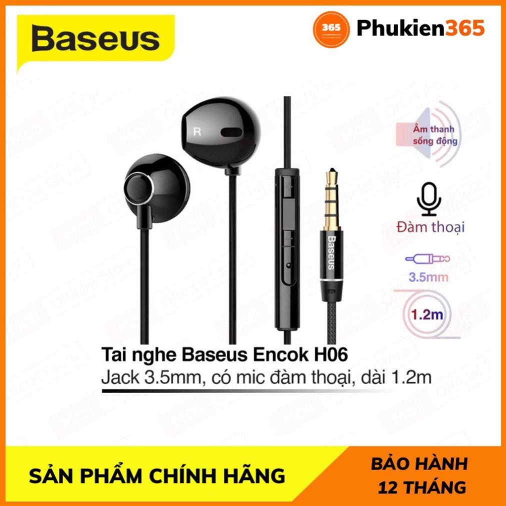 Tai nghe nhét tai Baseus H06 Cổng 3.5mm Âm thanh sống động Cho táo Samsung Oppo Xiaomi-SPK Official