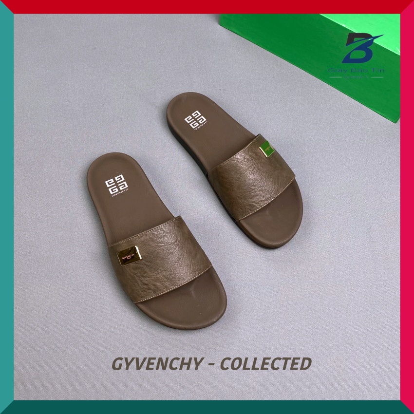 (size 44) Dép nam GYVENCHY dép nam quai ngang mẫu mới nhất màu nâu đế cao su thiết kế sang trọng (bản đặc biệt)