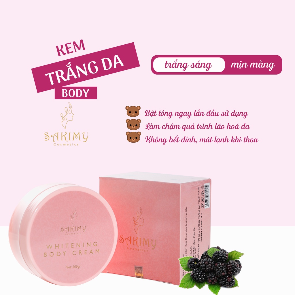 Kem dưỡng trắng da body Sakimy tặng 1 chai serum kích trắng và 1 gói ủ trắng body sakimy hàng chính hãng. | BigBuy360 - bigbuy360.vn