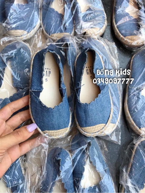 Giày Slip On Bé Gái Denim Đế Cói