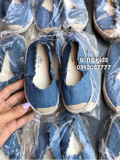 Giày Slip On Bé Gái Denim Đế Cói