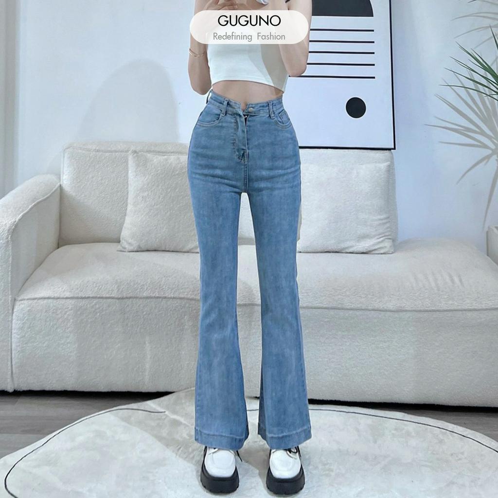 Quần jeans nữ ôm ống loe GUGUNO (Mẫu thật)
