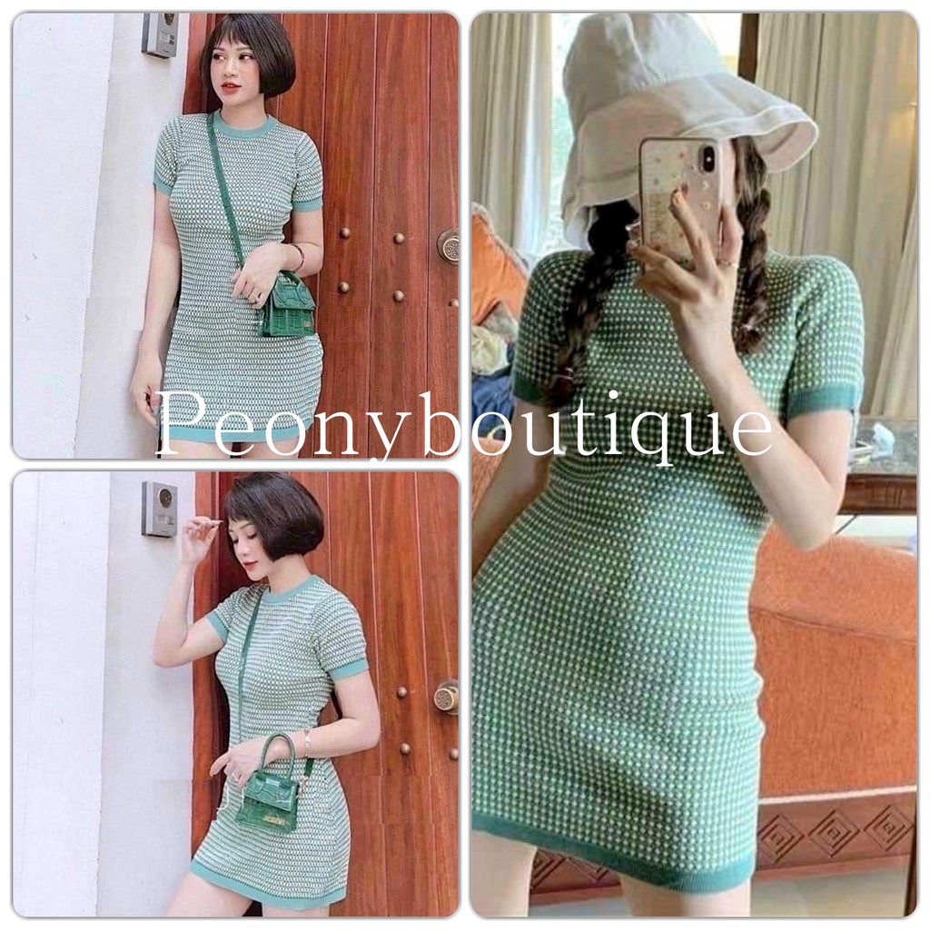 Váy Body Xanh Hạt Gạo PEONYB Nữ [FREESHIP] 🌸 Đầm chấm bi dáng ôm cộc tay bo viền đẹp cá tính bánh bèo tiểu thư Ulzzang 🌸 | BigBuy360 - bigbuy360.vn