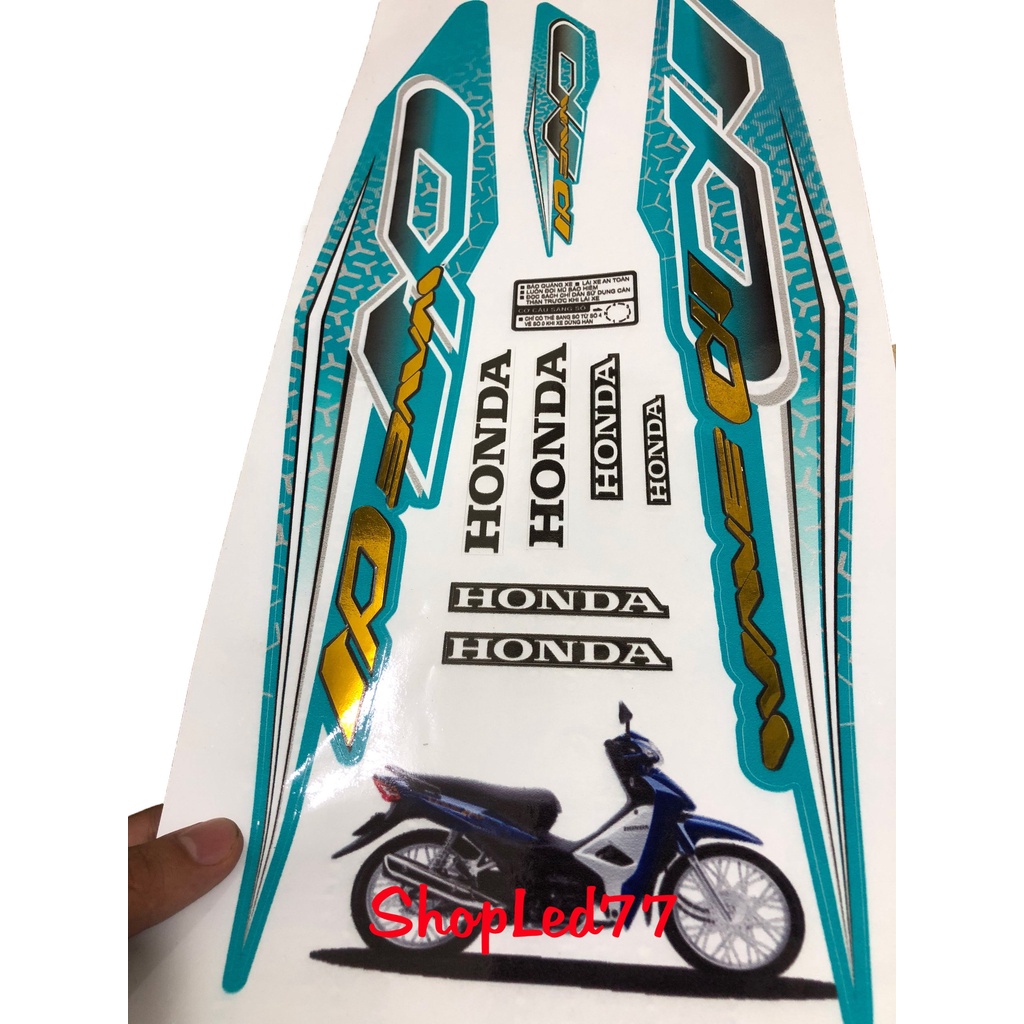Tem Zin Wave GHÉP CROM Xanh Lục Bảo Dán cho Wave 50cc-100cc-110cc - 3 Lớp