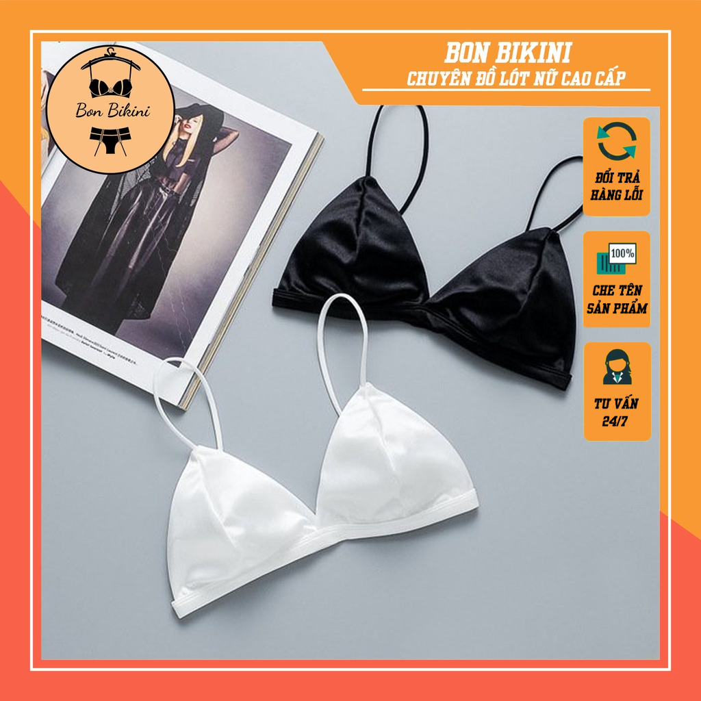 Áo lót bralette satin trơn Bóng Dây Mảnh