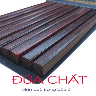 Đũa gỗ trắc cao cấp thương hiệu trường thịnh - hộp màu đen - 10 đôi trơn vuông.