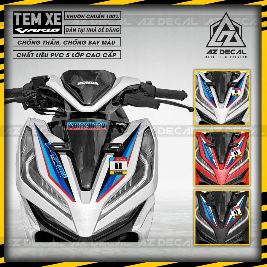 Tem Dán Xe Honda Vario 150 Mẫu BM | VR182110BM | Chất Liệu Decal PVC Cắt Khuôn Sẵn, Chống Thấm Nước