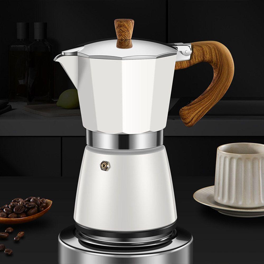 WATTLE Bình Pha Cà Phê Espresso 3 / 6 150 / 300ML Tay Cầm Bằng Gỗ Phong Cách Ý Cổ Điển