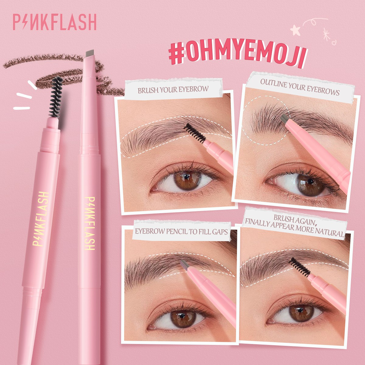 [ BẤT KỲ 3 ,GIÁ 44K ] Chì kẻ lông mày PINKFLASH dạng xoay tự động mềm mại lâu trôi suốt 8 tiếng