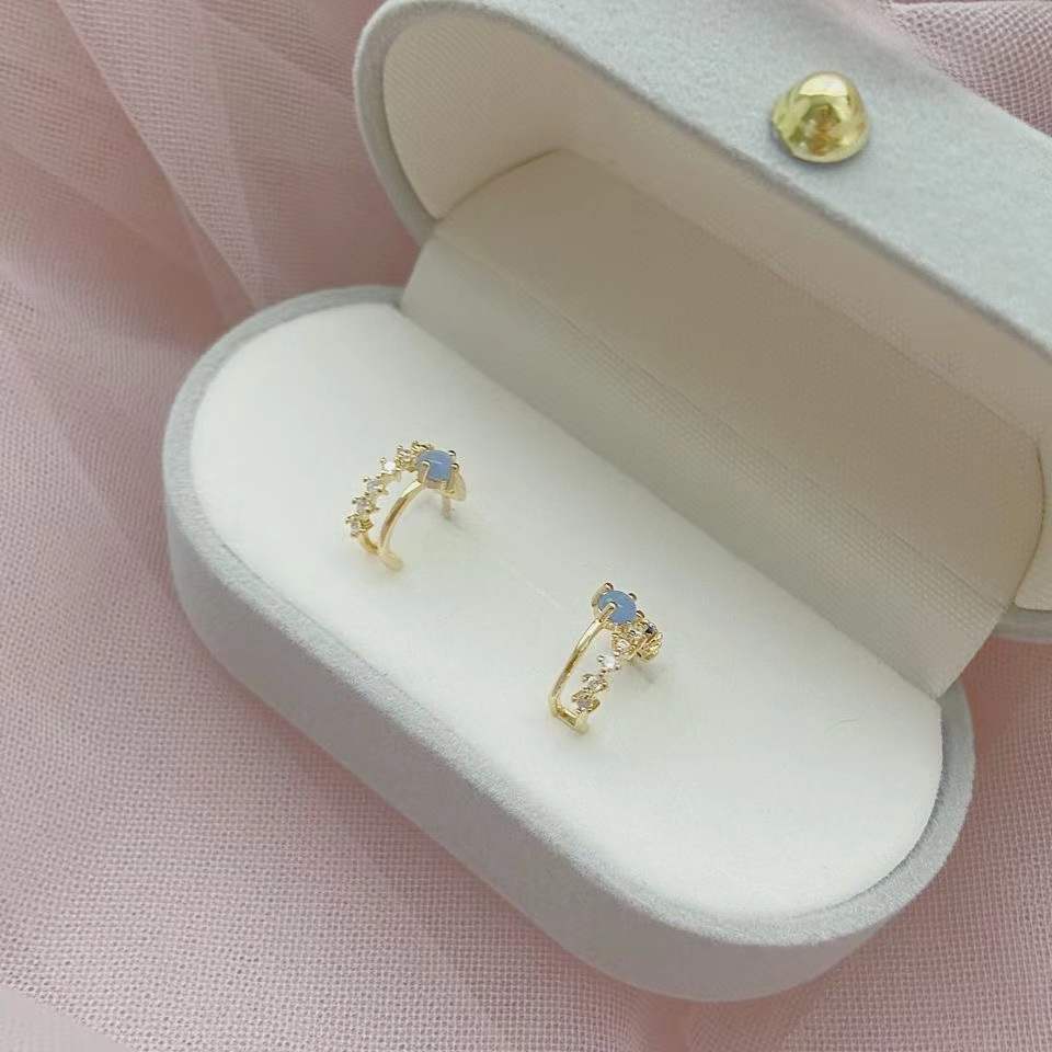 Bông Tai Đá Opal Xanh Thời Trang