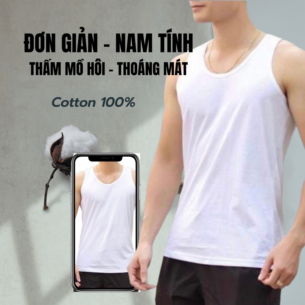 Áo Tank Top Easic l Áo Ba Lỗ Nam Cotton 100% Co Giãn 2 Chiều