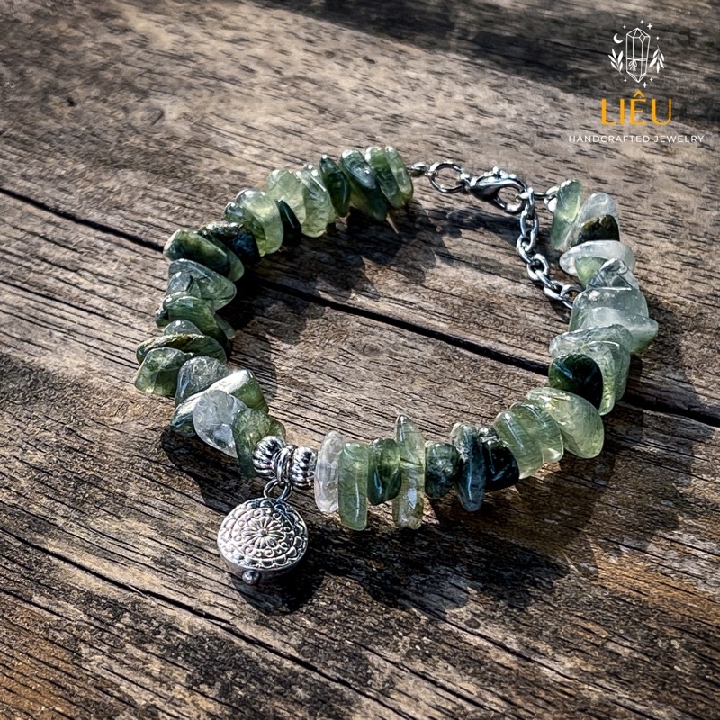 Vòng tay thach anh tóc xanh - Green Rutilated Quartz