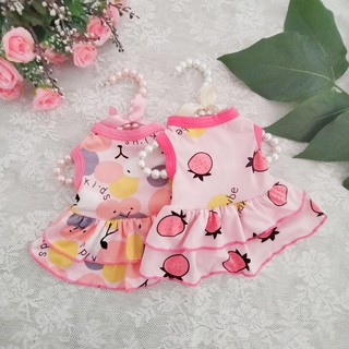 áo đầm thun dâu và cherry dành cho chó mèo