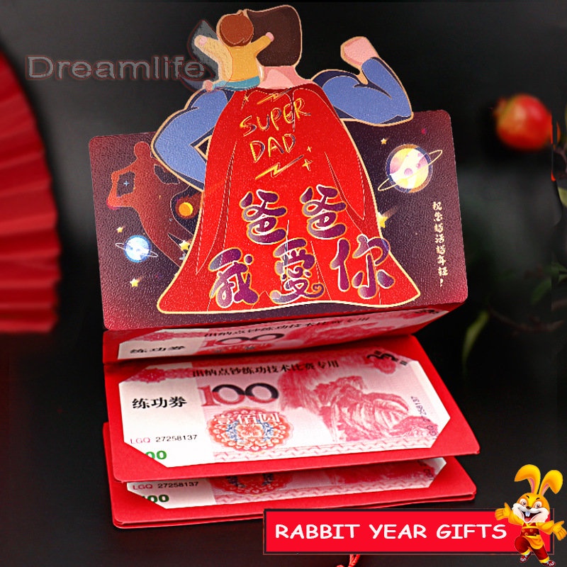 Bao Lì Xì Năm Mới 2023 Màu Đỏ In Họa Tiết Thỏ Xinh Xắn