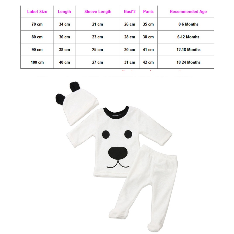 Bộ 3 Món Áo Chui Đầu Tay Dài + Quần Dài + Nón Hình Gấu Dành Cho Bé 0-24 Tháng Tuổi