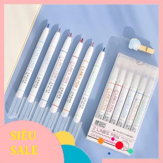 [FREESHIP TỪ 100K] Set 6 bút 2 Lines - Double Line Pen - Bút mực highlight độc đáo