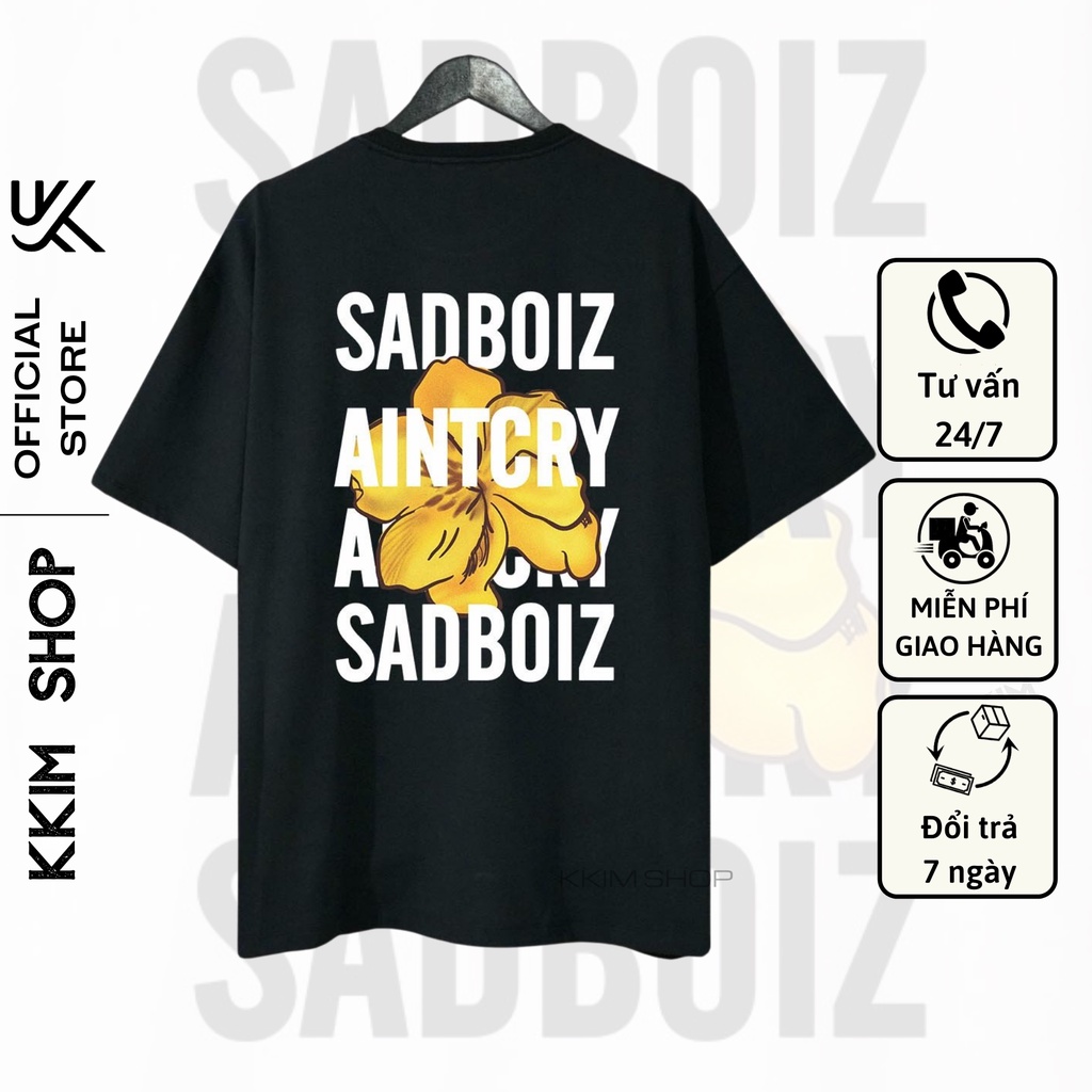 Áo Thun Tay Lỡ SADBOIZ, Form rộng oversize, áo phông unisex, chất liệu Cotton Thái - KKIM Shop