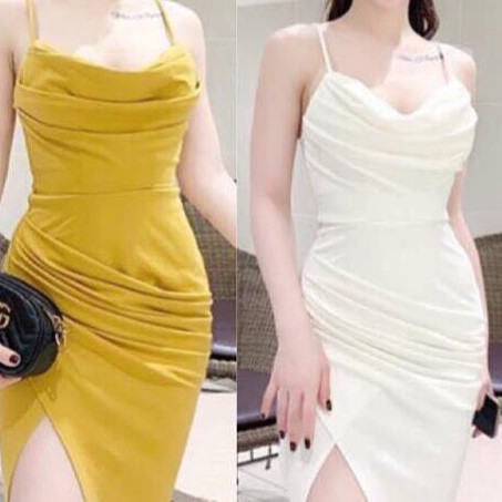Đầm Ôm Body Xẻ Tà 2 Dây Trang Nữ Sam Closet Free Size 40-55kg