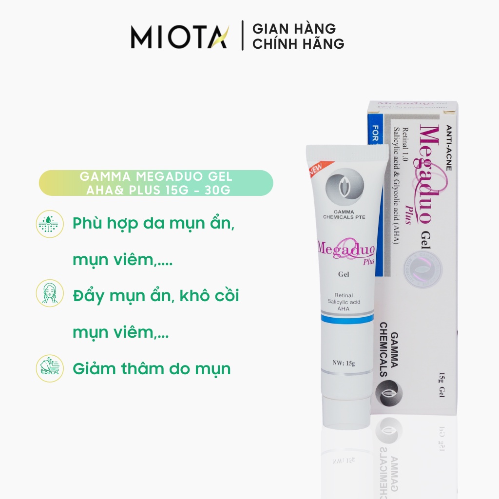 Combo Gel giảm mụn ẩn và thâm Gamma Megaduo Gel, Klenzit 15g/30g