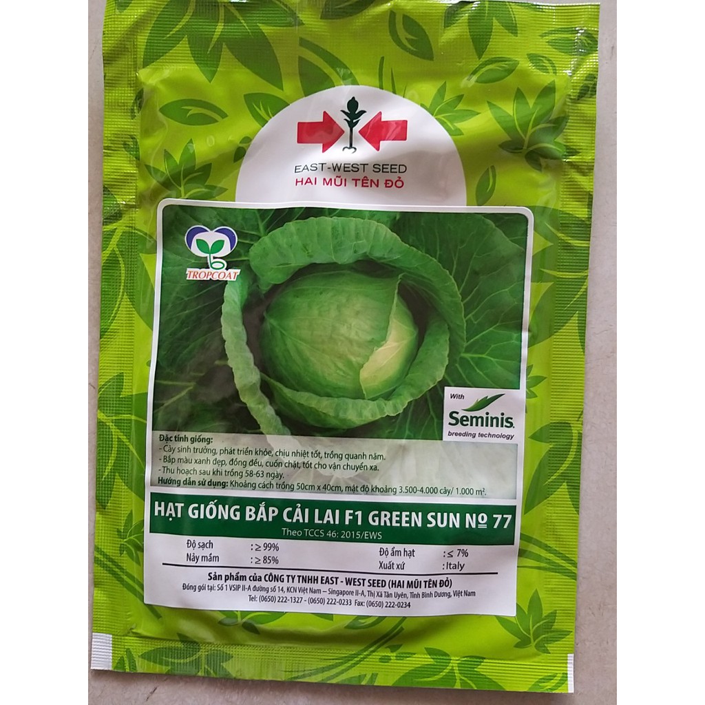 Hạt giống bắp cải lai F1 green sun No 77 Hai Mũi Tên gói 10g