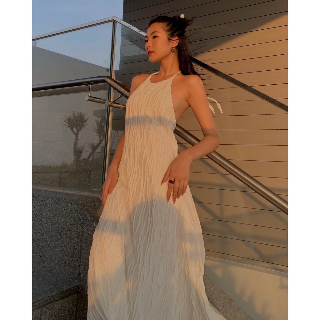 WHITELAZZ | Đầm yếm dáng suông màu trắng Lana Halterneck Dress