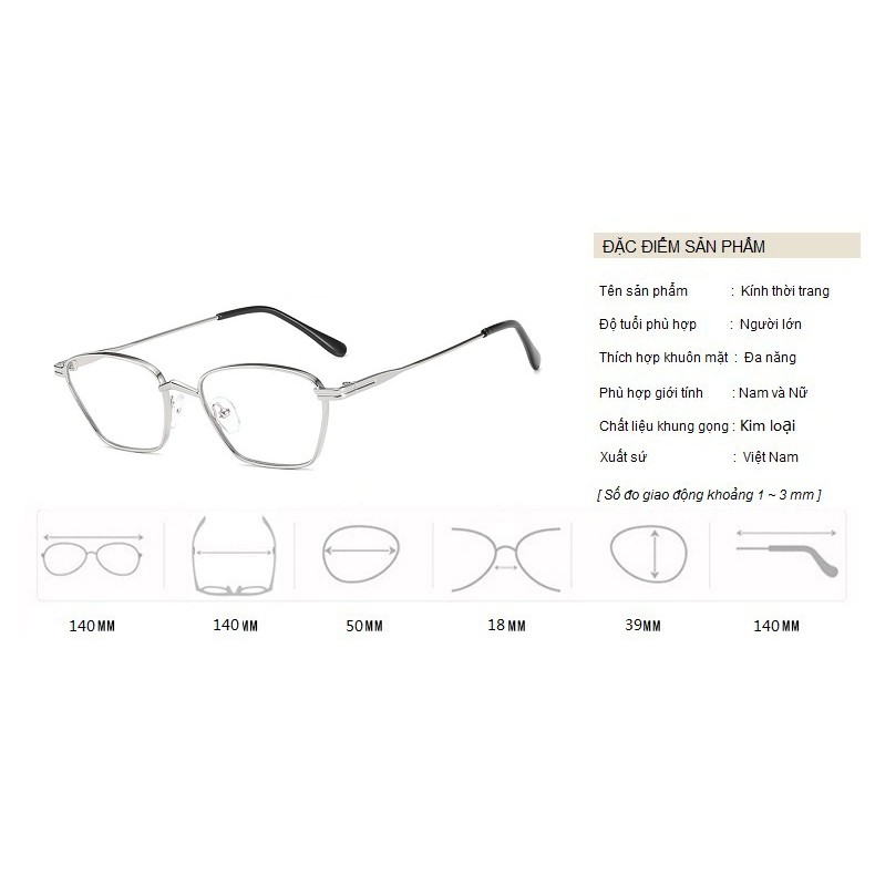 Kính Giả Cận, Gọng Kính Cận Nam Nữ Mắt Vuông Nhỏ Cá Tính Full Đen, Bạc Không Độ Hàn Quốc - BLUE LIGHT SHOP | BigBuy360 - bigbuy360.vn