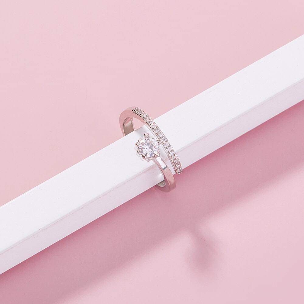 Nhẫn bạc Nhẫn một hàng đá Van Jewelry V10013 vòng đuôi đá free size