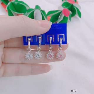 Khuyên tai bạc cho bé gái hình bông hoa