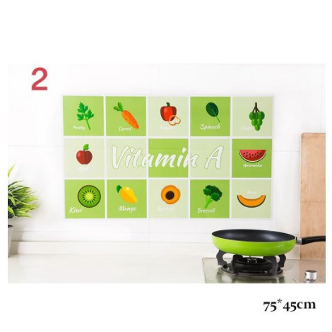 Miếng dán chống thấm nước, dầu ăn, trang trí khu vực nấu ăn 70x45cm