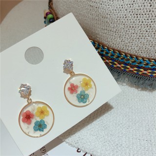 Bông Tai Mạ Bạc Hình Tròn Đính Đá Xinh Xắn