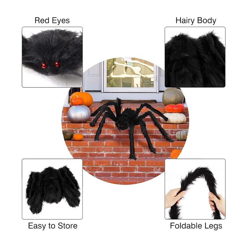 Set 5 Con Nhện Lông Vũ Trang Trí Halloween