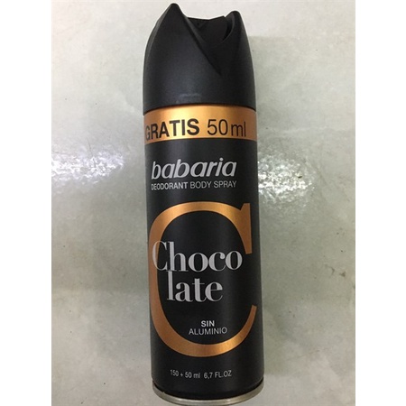 Xịt khử mùi tinh chất chocolate babaria 50ml giúp ngăn mùi hiệu quả, mang lại sự tự tin cho các bạn nam