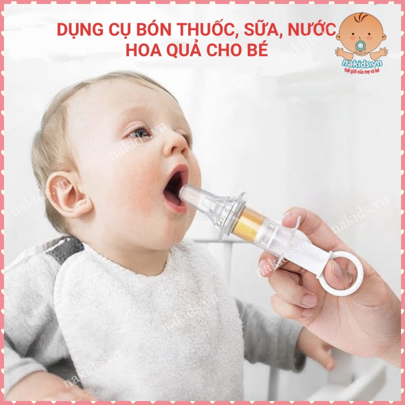Dụng Cụ Ống Bơm Xilanh Cho Bé Uống Thuốc, Sữa, Nước Hoa Quả Đầu Silicon Mềm An Toàn Cho Bé