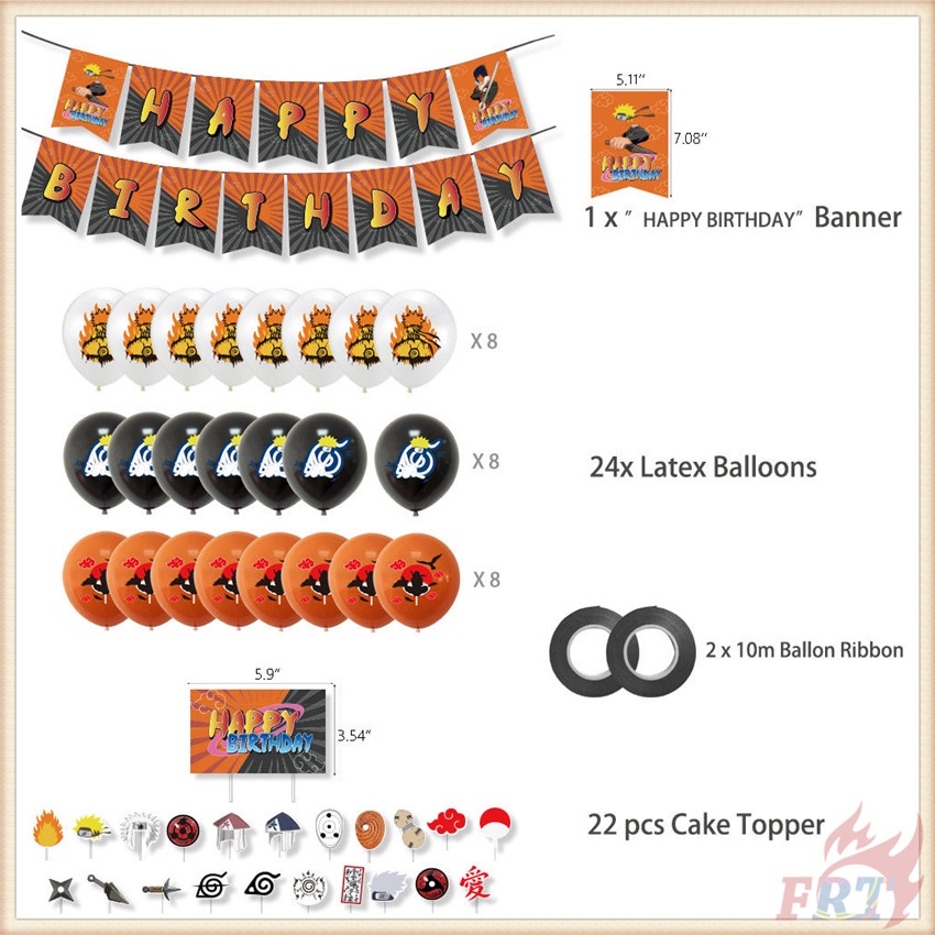 Set 47 Bong Bóng Trang Trí Tiệc Sinh Nhật Hình Naruto