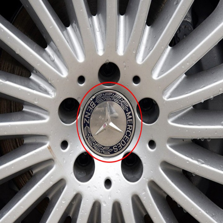 Biểu tượng Logo Mercedes Benz chụp mâm, vành, bánh xe ô tô 75mm - 3 màu - Mã: MDE75-1