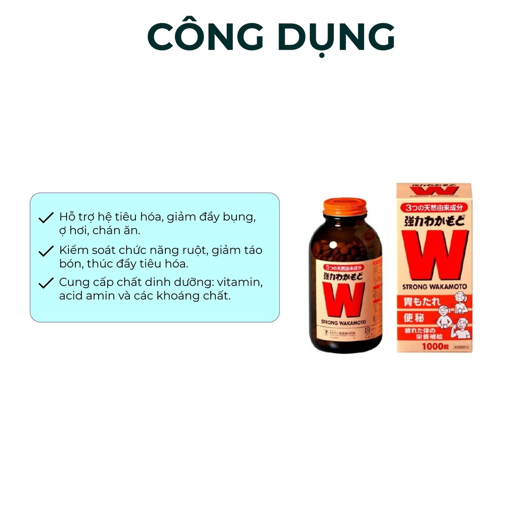 Viên uống hỗ trợ dạ dày và tiêu hóa tốt Strong Wakamoto Nhật Bản hộp 1000 viên