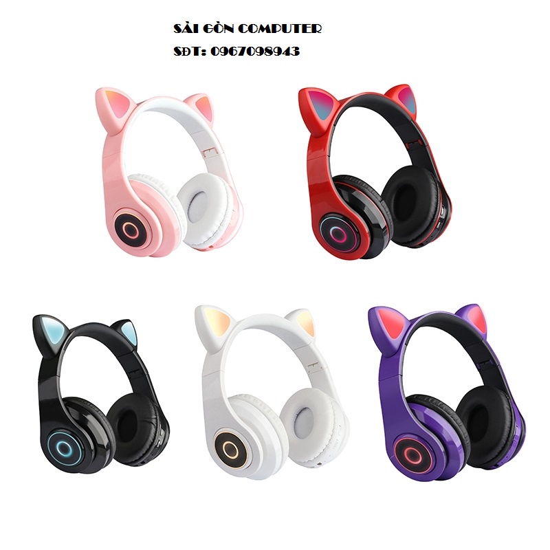 TAI NGHE WIRELESS HXZ-B39 - LED CAT EAR HEADPHONE WIRELESS TO89 (MÀU NGẪU NHIÊN)