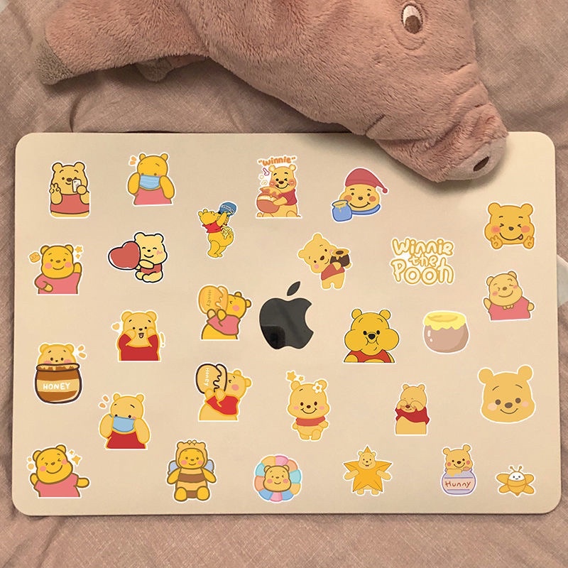 Hình Dán Sticker Gấu Pooh Đáng Yêu Trang Trí Mũ Bảo Hiểm, Sổ Tay