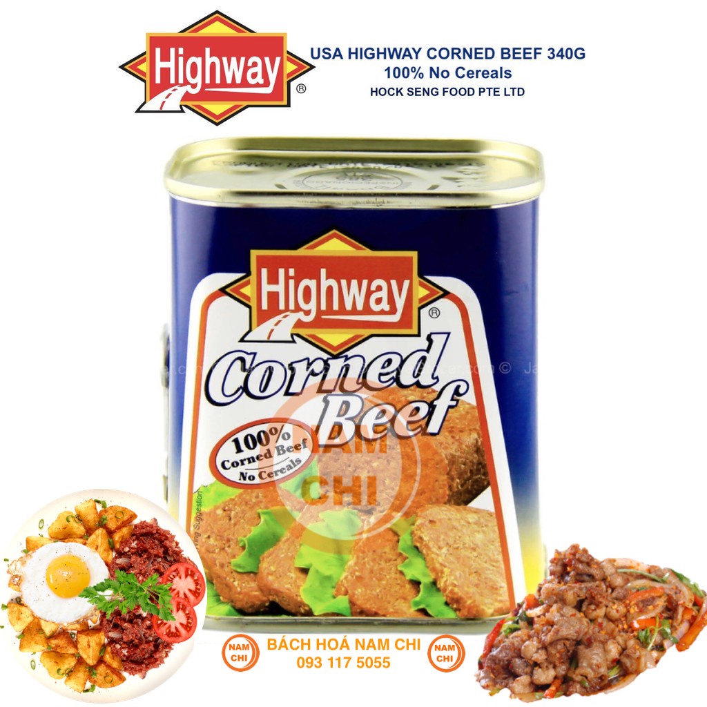 [DATE 04/2024] Thịt Bò Đóng Hộp Highway Corned Beef Brazil 340gram (Hàng Chuẩn Mỹ)