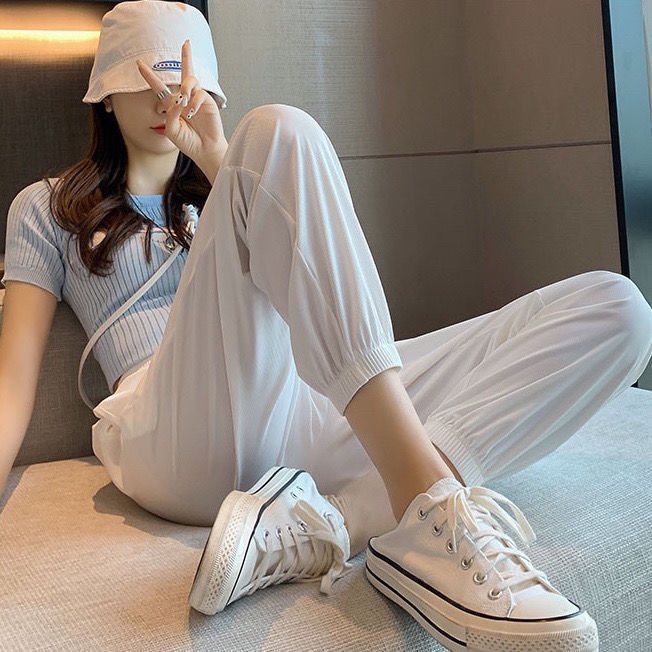 Quần Baggy Lưng Cao Ống Rộng Phong Cách Hàn Quốc Cho Nữ